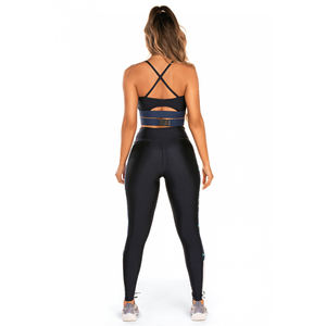 Pantalones largos con panel de malla lateral Venta al por mayor Ropa deportiva de entrenamiento Ropa de gimnasio de cintura alta Pantalones de Yoga de LICRA de poliéster Leggings sexy - Product Image 4