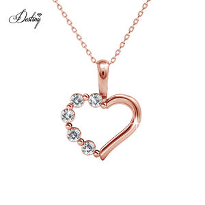 Trendy Love Heart Design Pendentif orné de cristaux <span class=keywords><strong>Swarovski</strong></span> Bijoux Daisini Collier en argent sterling/laiton - Product Image 1