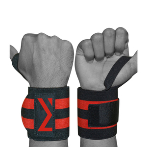 Muñequera deportiva para ejercicio, banda elástica personalizada para gimnasio, envolturas de muñeca prémium, Logo personalizado, color rojo, venta al por mayor - Product Image 1