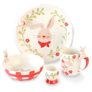 king internationalBest Selling with Good Quality and Cute Design Ceramic Dinner Plates 3D Rabbit for Kids
