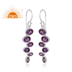 Boucles d'oreilles en argent Sterling 925, pierre précieuse améthyste, pour femmes, fabrication de bijoux - Product Image 2