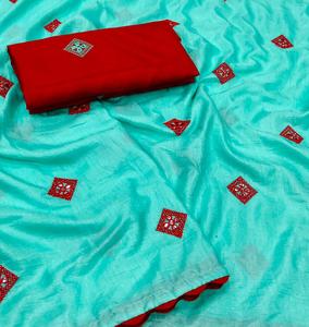 Nouveau dernier parti porter Dola soie Saree avec chemisier pièce femmes indiennes portent Sari pas cher bas prix en gros Surat ApparelGarment - Product Image 2