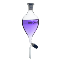 Entonnoirs de séparation en verre borosilicaté transparent AARK Lab Boro 3.3 en forme de poire avec robinet de débit Rota Flow, graduation imprimée blanche, logo personnalisé pour laboratoire