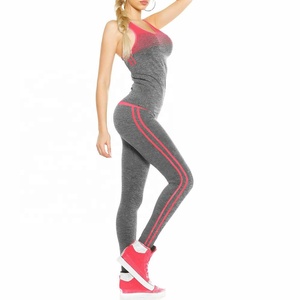 Yoga <b>Workout</b> Sets Women 1 Piece Gym Outfits Ribbed Seamless Crop Tank + Mid Waist Leggings/Biker Shorts <b>Jumpsuit</b> - Product Image 4