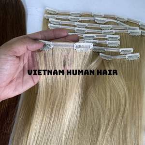 Extensions de cheveux naturels russes 100% — ali queen, cheveux humains vierges alignés, cuticules, à Clip, cheveux lisses, Double Drawn - Product Image 4