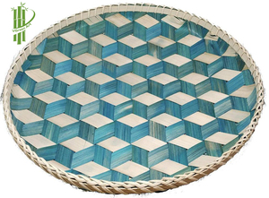 Bandeja de fruta de almacenamiento y servicio clásica redonda de mimbre de bambú hecha a mano ecológica del mejor proveedor para uso en cocina y sala de estar - Product Image 3