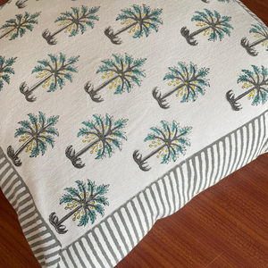 Funda de cojín cuadrada de algodón y lino, cubierta de cojín con estampado de bloque de mano indio, 40X40CM - Product Image 2