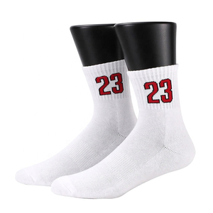 Équipage athlétique Sport Coton Hommes Blanc Chaussettes de Basket-Ball Personnalisé Logo - Product Image 1
