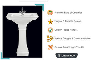 Lavabos de Pedestal de Cerámica de Lujo para Exteriores, de un Solo Orificio, Capacidad de 20L, Suministro al por Mayor, Precio Bajo, Ampliamente Utilizados para Comedores - Product Image 2