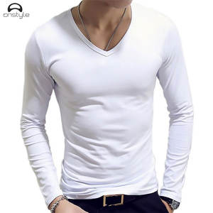Camisetas tejidas de talla grande de alta calidad para hombre con manga larga, diseño sólido informal personalizado y costuras - Product Image 2