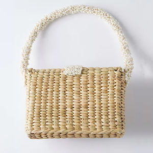 2021 nueva tendencia Vintage Seagrass bolso para mujer embrague hecho a mano cierre abierto botón estilo venta al por mayor Viettime Craft - Product Image 2