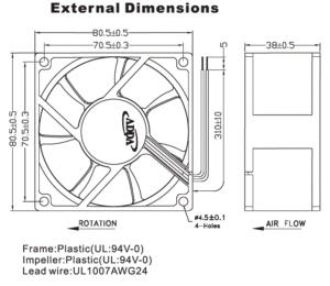 ADDA AS8038-9 80X80X38Mm DC แกนพัดลมระบายความร้อน - Product Image 2