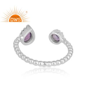 Bague en améthyste violette au design unique, fournisseur de bijoux en pierres précieuses, bague en argent sterling 925, bague à bande bulle, collection classique - Product Image 4