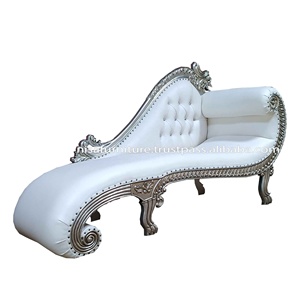 Moderno Boudoir barroco tallado Chaise Lounge sofá antiguo francés Tufting cuero sintético muebles de sala de estar sillas de madera - Product Image 1