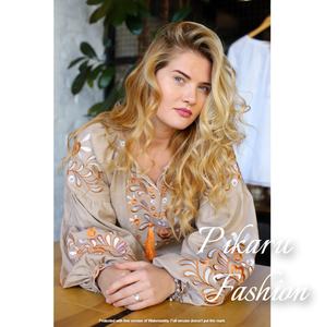 Ropa Étnica para Mujer, Túnica Bordada Personalizada, Manga Larga Abullonada, Ropa de Fiesta, Blusa Bordada de Ucrania - Product Image 1