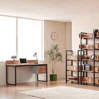 Bureau d'ordinateur convertible moderne en métal avec étagère - Bureau d'étude