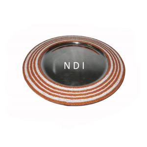 Placa de cargador de acero inoxidable con Servidor de alimentos redondeado Decoración de borde con cuentas de cristal ecológica Pedido mínimo 100 piezas - Product Image 4