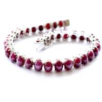 Design moderne De Qualité Supérieure Rubis D'étoile 7x5mm Fait Main Bracelet 925 Bijoux en Argent Sterling