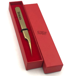 Pince à épiler professionnelle d'extension de cils en acier inoxydable avec logo personnalisé pour outil de beauté - Product Image 1