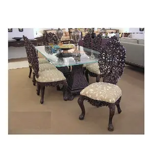 Antique Leaf Carving Black Finish Dining Table Set Buy Traditional Hand Carved 8 Seater Dining Table Solid Wood Dining Table Set