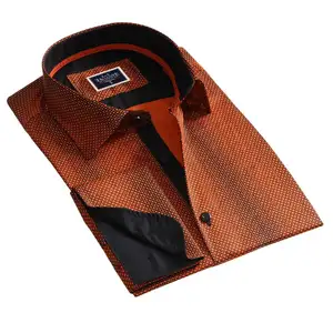 Orange Black French Cuff Dress shirt High Quality Shirt