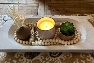 Antique White Decorative Mango Wood Dough Bowl <b>Large</b> Rectangular 100% Natural Wax Luxury Handmade Multi-functional <b>Candle</b> Holder - Product Image 4