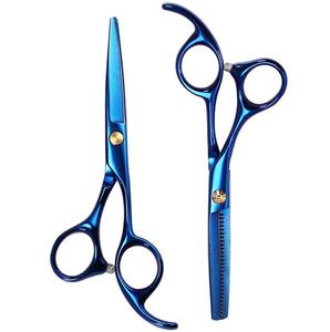 Juego de Herramientas para el cuidado de la belleza, 2 piezas, tijeras de afeitar de peluquero y de descargar, acero J2 440, Color azul - Product Image 1