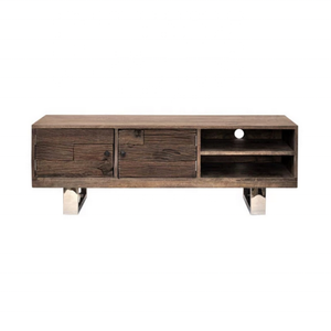 Mueble de TV de madera recuperada maciza de estilo antiguo, sala de estar reciclada para muebles de madera, soporte de TV para el hogar de estilo antiguo - Product Image 3