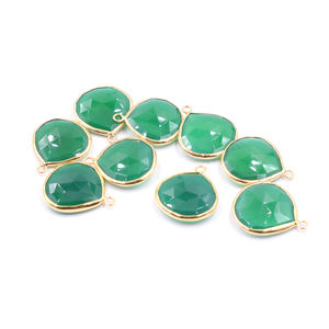 Onyx vert en forme de coeur lunette en argent sterling 925 pendentif plaqué or fabrication de bijoux faite à la main - Product Image 4