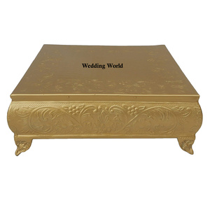 Soporte de pastel de metal chapado en oro Cesta de diseñador hecha a mano de dos niveles de oro Cesta de metal de lujo al por mayor con estilo clásico - Product Image 5