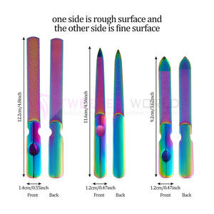 Lime à ongles en acier inoxydable, 3 pièces, avec étui en cuir, lime à ongles avec poignée antidérapante, limes à ongles pour les orteils, kit de manucure - Product Image 2