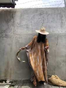 2023 Kaftan de estilo bohemio para mujer, atractivo Tie Dye Rayon Wrap, ropa de playa larga para vacaciones de verano, Sexy Resort 100% algodón sólido - Product Image 5