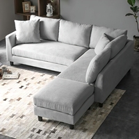 HOMA Canapé modulaire polyvalent de luxe en forme de L avec rembourrage en tissu ottoman détachable pour hôtel