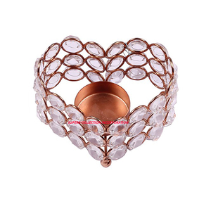 Candelabro de cristal hecho a mano, hecho a mano, oro rosa, hecho en la India, Metal personalizado - Product Image 1