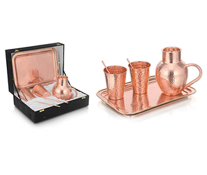 Carafe carafe en cuivre pur Antique, jeu de 2 tartes, Design imprimé, pour cadeaux d'entreprise, vente en gros - Product Image 5