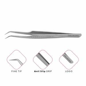 Pince à épiler de Volume, 10mm, 75 degrés, en acier inoxydable, avec poignée Anti-glisse, pour Extension de cils, Design privée, original - Product Image 1