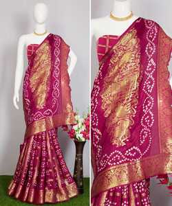 Palu Bandhani en soie colorée, nouvelle Collection de prix de gros, accessoire d'art sans cage avec sarairas tissés Zari - Product Image 4