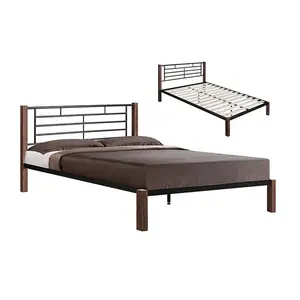 Kualitas Premium KD 2527 bingkai tempat tidur tugas berat dengan papan kepala logam kayu tersedia dalam dua warna