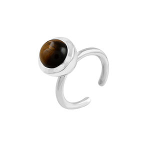 Anneaux en argent sterling 925 de haute qualité au design classique avec pierre précieuse œil de tigre réglables empilables pour mariage ou cadeaux de fête - Product Image 6