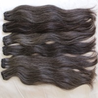 Cheveux vierges Remy gris poivre et sel, lisses et soyeux, ondulés, double trame, lots bruts provenant de donneurs vietnamiens, 100g/pièce