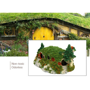 Decoración de acuario <span class=keywords><strong>Casa</strong></span> Hobbit pequeña <span class=keywords><strong>cueva</strong></span> con burbujeador para Betta ocultar agujero de reptil <span class=keywords><strong>casa</strong></span> refugio pecera ornamen - Product Image 3