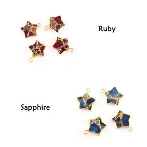 Connecteur en forme d'étoile en cuivre de 12 mm, turquoise rubis, plaqué or, avec un seul anneau, pour la fabrication de bijoux, fourni par l'usine - Product Image 3