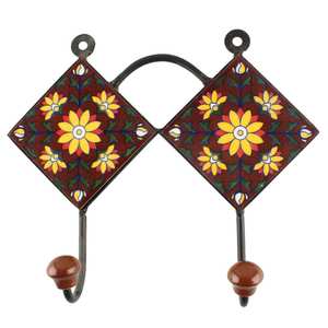 Crochets muraux décoratifs en céramique, porte-Robe, supports muraux simples, cintres à robes, artisanat indien Durable, Vintage, style bohème - Product Image 2