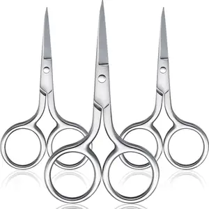 Stainless steel 3 Nose Hair and Facial Hair Scissors Straight Tip for Eyebrows,Nose, Moustache and Beard