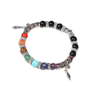 Best Quality 7 Chakra <b>Bracelet</b> with Black Tourmaline Gemstone <b>Beaded</b> <b>Bracelet</b> In Multi Color For Bulk Supply - Product Image 1
