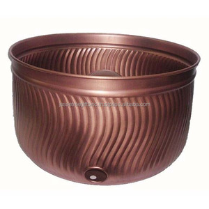 Soporte para manguera de jardín de hoja de metal con acabado de revestimiento de polvo de cobre antiguo diseño en relieve de forma redonda para organizador de mangueras - Product Image 3