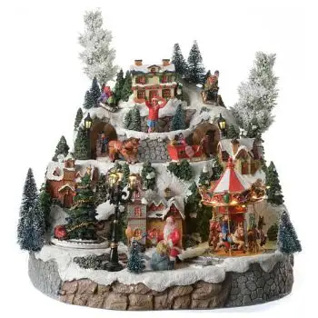 Christmas Villages Sets Decoration Flocked and Frosted Trees and Original Snow Decorations set at best wholesale price