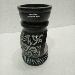 Brûleur à huile aromatique en pierre de savon naturelle sculptée, combustion coloré - Product Image 3