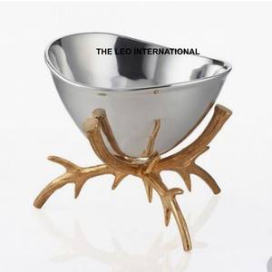 Bol à polir en aluminium de forme unique aspect bois de cerf Style moderne et fantaisie Bol décoratif pour l'accent de la maison - Product Image 1