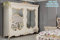 Muebles de dormitorio clásicos de tamaño Queen, color dorado y blanco, diseño elegante de cama europea, el mejor conjunto de dormitorio de estilo barroco